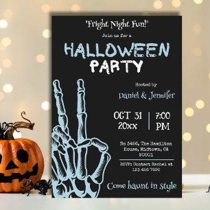 Spooky skeleton fright night fun Halloween  Invitation