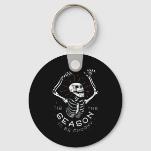 Spooky Skeleton Funny Halloween Season Design Key Ring