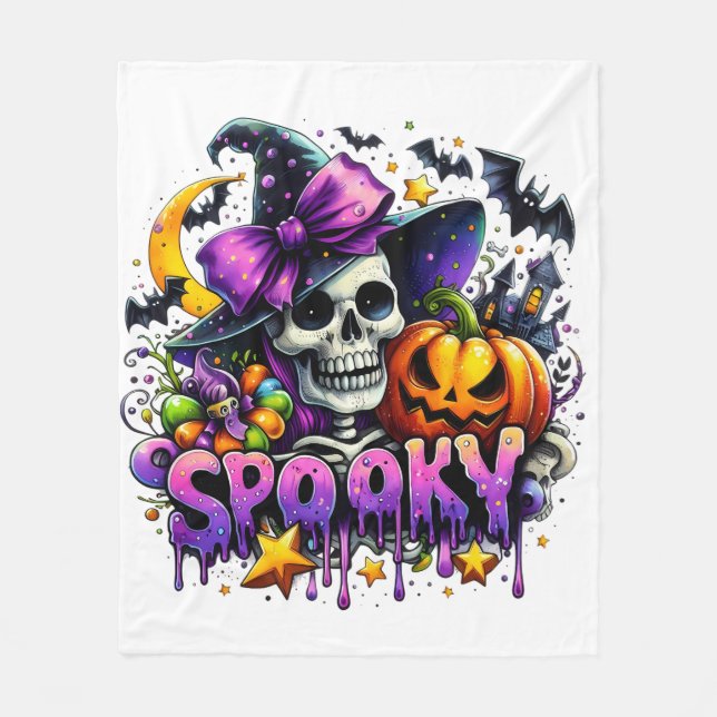 Spooky Skeleton Halloween Blanket (Front)