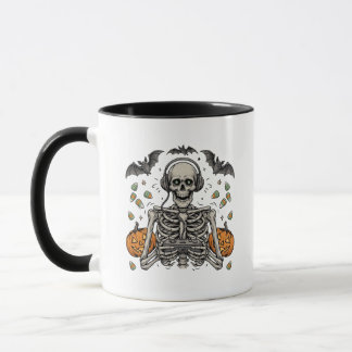 Spooky Skeleton Halloween Gaming Coffee Mug