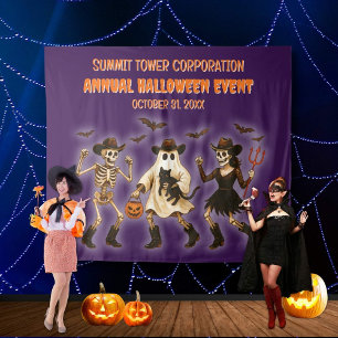Spooky Skeleton Halloween Party Backdrop Tapestry