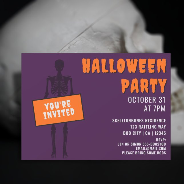 Spooky Skeleton Halloween Party Invitation (You're invited to add your Halloween party details!)
