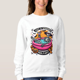Spooky Skeleton Halloween Pool Party Design! Sweatshirt