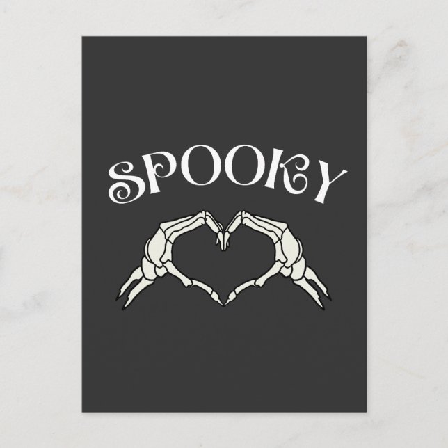 Spooky Skeleton Hand Heart - Unique Halloween Love Postcard (Front)