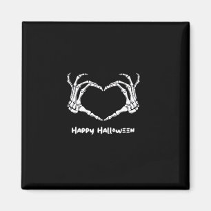 Spooky Skeleton Hand Heart With "Happy Halloween" Magnet