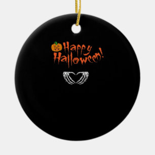 Spooky Skeleton Hands Happy Halloween Classic  Ceramic Tree Decoration