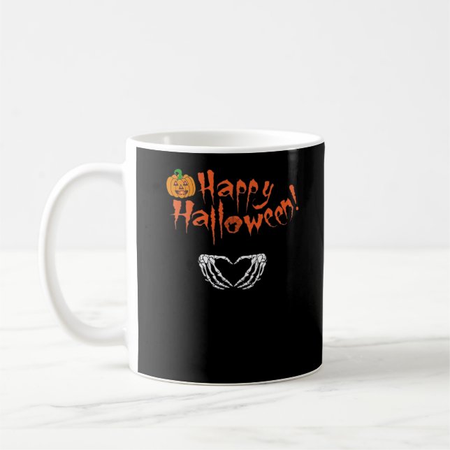 Spooky Skeleton Hands. Happy Halloween.  Coffee Mug (Left)