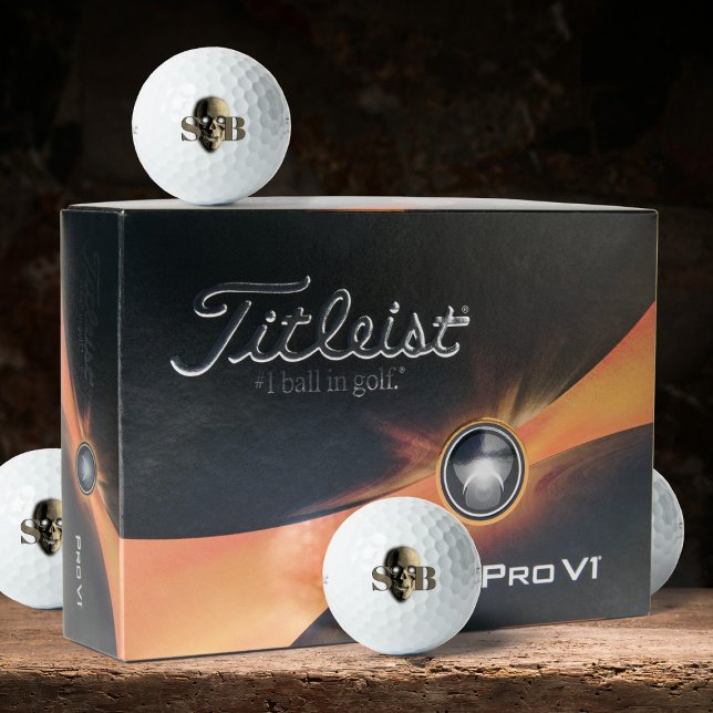 Spooky Skeleton Monogrammed Skull Golf Balls (Spooky skull golf balls. Just add your initials)