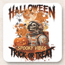 Spooky Skeleton Pumpkin Drink Coaster