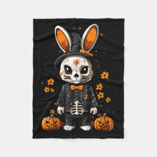 Spooky Skeleton Rabbit Halloween Costume Fleece Blanket