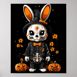 Spooky Skeleton Rabbit Halloween Costume Poster
