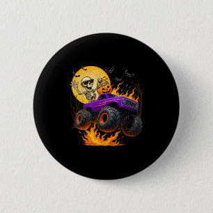 Spooky Skeleton Riding Monster Truck Halloween Cos 6 Cm Round Badge