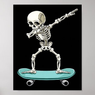 Spooky Skeleton Skateboarder Halloween Skateboardi Poster