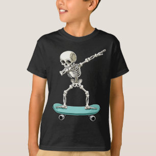 Spooky Skeleton Skateboarder Halloween Skateboardi T-Shirt
