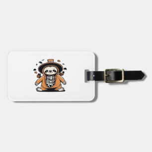 Spooky skeleton sloth trick or treating Classic T- Luggage Tag