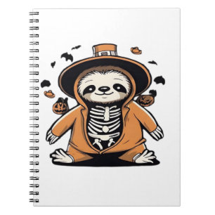 Spooky skeleton sloth trick or treating Classic T- Notebook