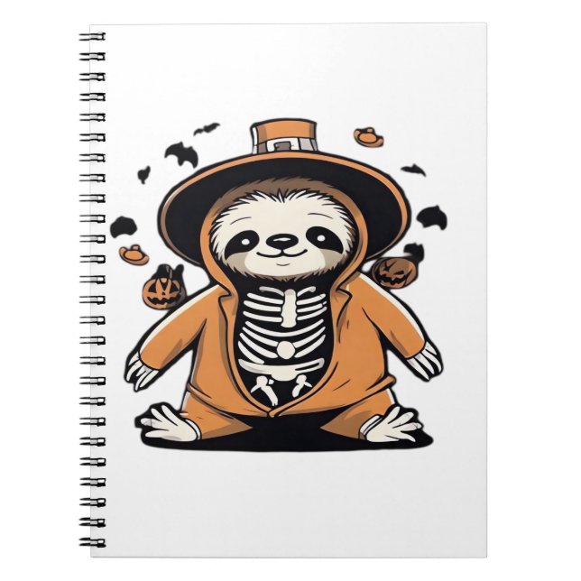 Spooky skeleton sloth trick or treating Classic T- Notebook (Front)