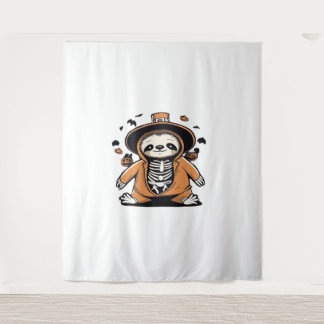 Spooky skeleton sloth trick or treating Classic T- Tapestry