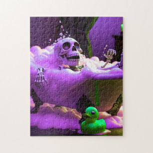 Spooky Skeleton Takes a Bubble Bath Jigsaw Puzzle