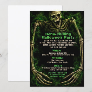 Spooky Skeleton Theme Halloween Costume Party Invitation
