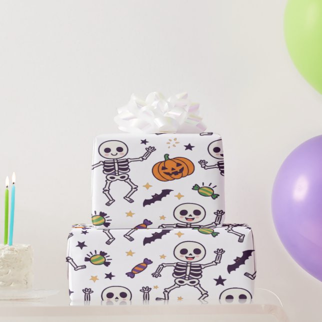 Spooky Skeleton Vibes for Halloween Wrapping Paper (Party Gifts)