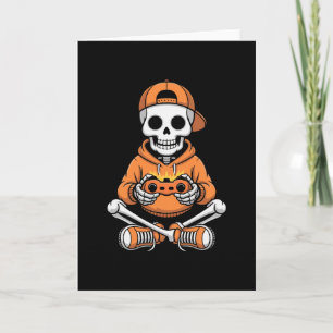 Spooky Skeleton Video Game Halloween Gaming Gamer  Card