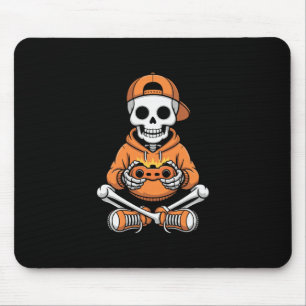 Spooky Skeleton Video Game Halloween Gaming Gamer  Mouse Pad