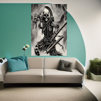 Spooky skeleton warrior | AI Art Poster