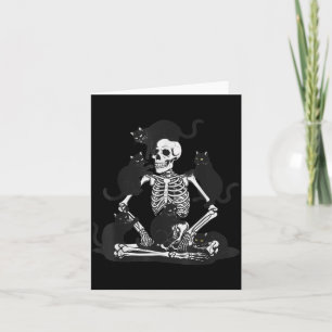 Spooky Skeleton With Black Cats Shirt Cute Skull Card