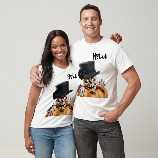 Spooky Skeleton with Top Hat Halloween T-shirt (Unisex)