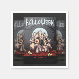 Spooky Skull and Claw Halloween  Napkin