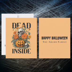 Spooky Skull and Pumpkin Personalised Halloween Card