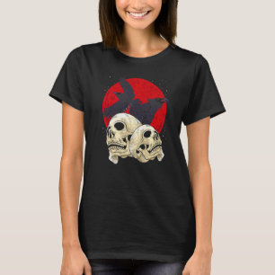 Spooky Skull Creepy Skeleton Head Crow Gothic Bird T-Shirt