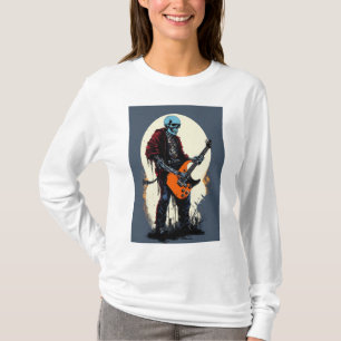 Spooky Skull Electric Guitar T-Shirt Design