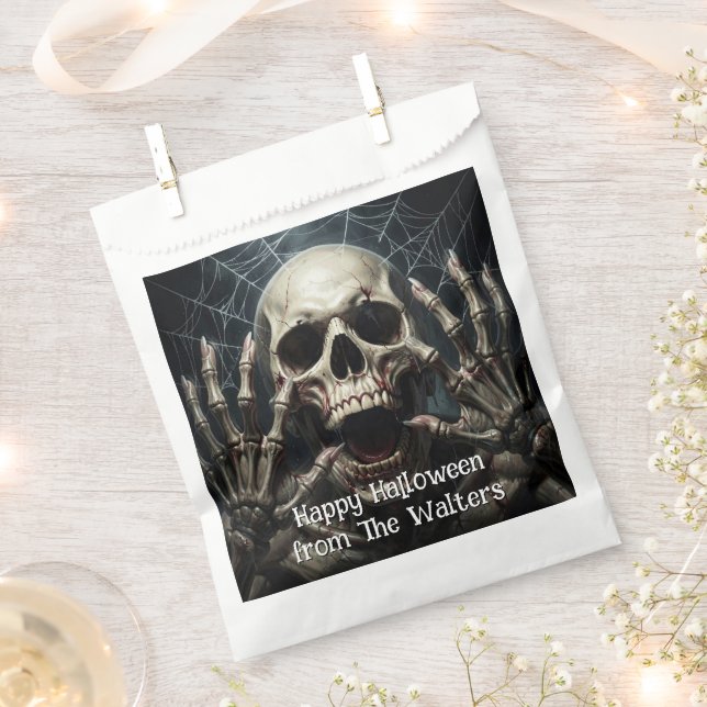 Spooky Skull Halloween Gothic Spiderweb Favour Bags (Clipped)