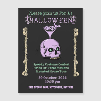Spooky Skull Halloween Invitation Magnetic Card