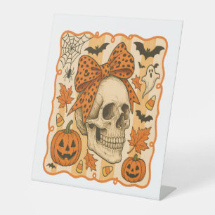 Spooky Skull Halloween Pedestal Sign