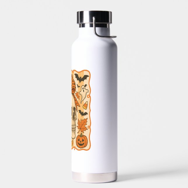 Spooky Skull Halloween Water Bottle (Left)