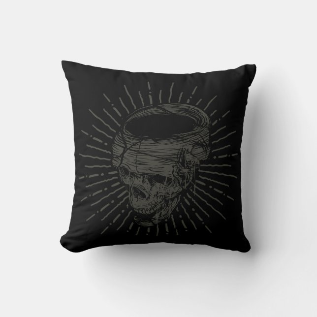 Spooky Skull Illustration Cushion (Front)