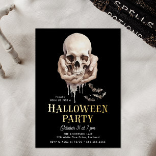Spooky Skull in Hands Halloween Party