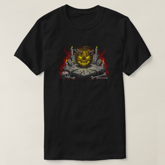 Spooky Skull Jack-o’-Lantern | BLACK ONLY T-Shirt (Design Front)