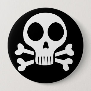 spooky skull on a black background 10 cm round badge