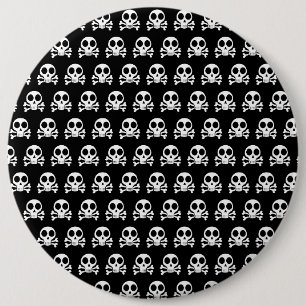 spooky skull on a black background 6 cm round badge