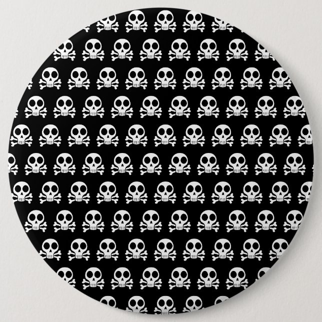 spooky skull on a black background 6 cm round badge (Front)