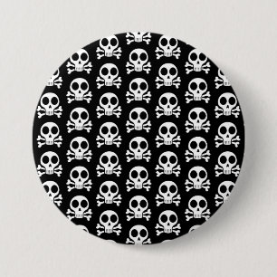 spooky skull on a black background 7.5 cm round badge