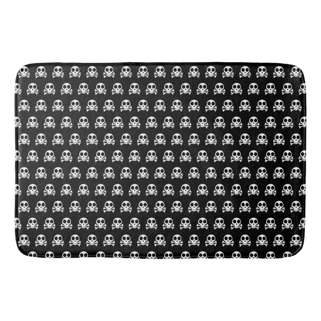 spooky skull on a black background bath mat (Front)