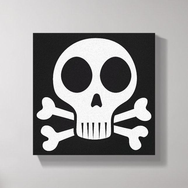 spooky skull on a black background canvas print (Front)