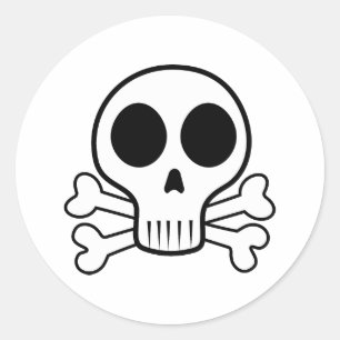 spooky skull on a black background classic round sticker