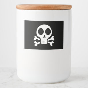 spooky skull on a black background food label