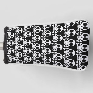 spooky skull on a black background golf head cover